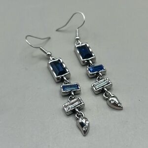Elegant Silver and Blue Dangle Earrings